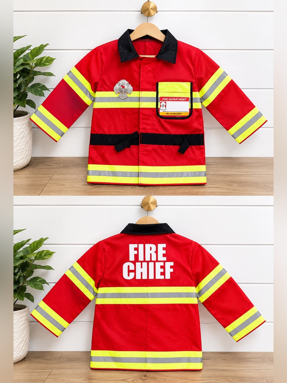 🚒 Melissa & Doug Kids Firefighter Fire Chief Halloween Costume Jacket